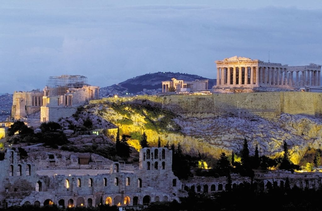 A landscape of a Greek acropolis