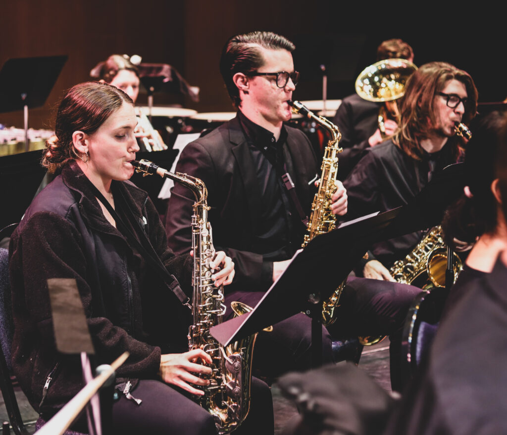 Coker University Band performs on stage at the Watson Theatre.